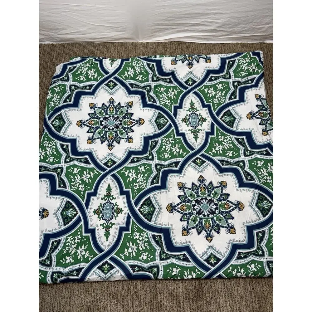 Pottery Barn Ashton Mosaic Tile Medallion Full/Queen Size Duvet Cover Set 2 Sham
